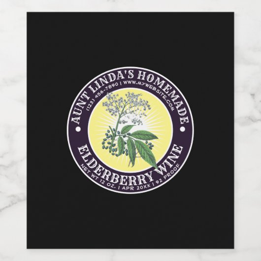  Zelfgemaakte Elderberry wijnlabel Sjabloon Wijn Etiket (Enkel label)