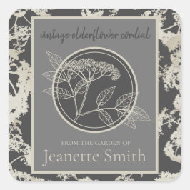 Zelfgemaakte Elderflower Wine Custom Dark Vierkante Sticker