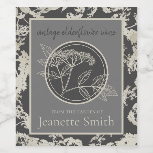 Zelfgemaakte Elderflower Wine Custom  Dark Wijn Etiket (Enkel label)