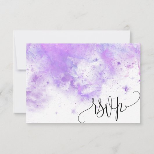 Zelfgemaakte Elegante Gouden en Paarse Vlinder RSV RSVP Kaartje (Achterkant)