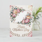 Zelfgemaakte Elegante Roos Frame Moederdag Kaart (Staand voorkant)