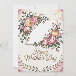 Zelfgemaakte Elegante Roos Frame Moederdag Kaart
