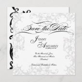 Zelfgemaakte Elegante 'Save the Date' in Zwart en Save The Date (Voorkant / Achterkant)