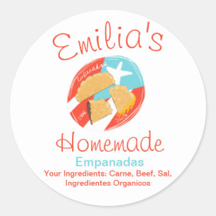 Zelfgemaakte Empanadas Zakelijk Handgetekend Logo Ronde Sticker