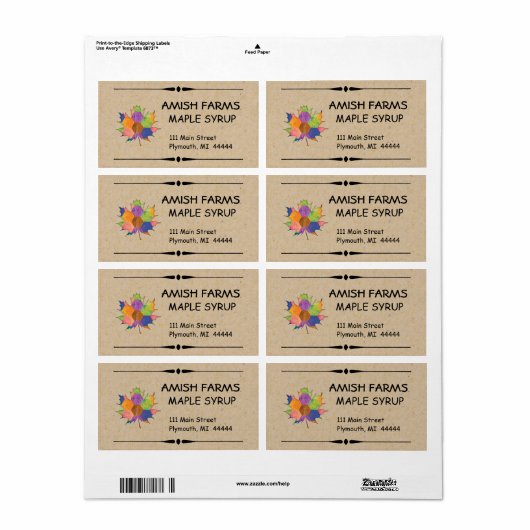 Zelfgemaakte esdoornsiroop Verzendlabel (Full Sheet)