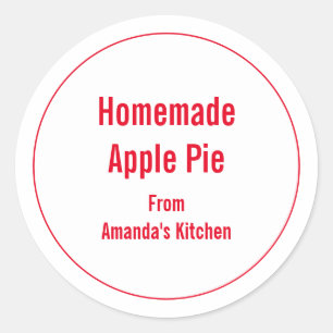 Zelfgemaakte Eten Kerstcadeau Feestgunst Appeltaar Ronde Sticker