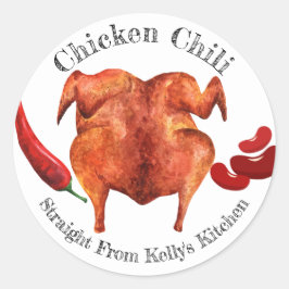 Zelfgemaakte etikette voor kip chili inmaakbusines ronde sticker