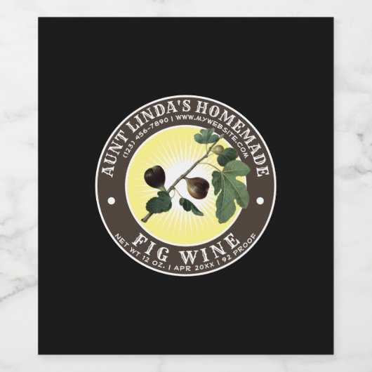  Zelfgemaakte Fig Wijn Label Sjabloon Etiket (Enkel label)