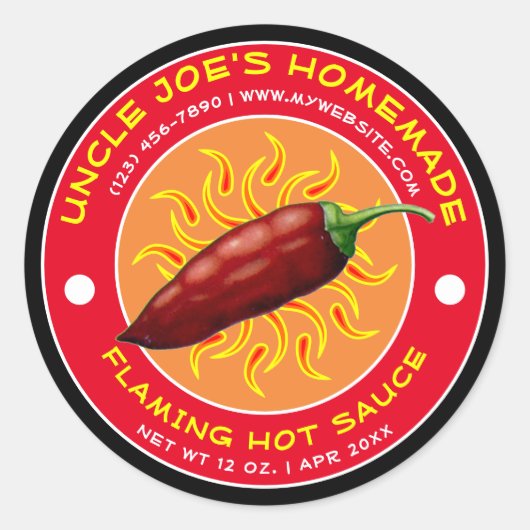 Zelfgemaakte Flaming Hot Sauce Label Sjabloon (Voorkant)