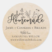 Zelfgemaakte Floral Kraft Custom Product Verpakkin Ronde Sticker (Voorkant)