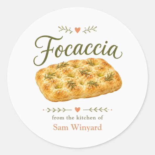 Zelfgemaakte Focaccia Brood Keuken Label (Voorkant)