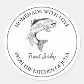 Zelfgemaakte forel jerky label (Voorkant)