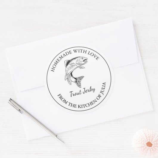 Zelfgemaakte forel jerky label (Envelop)