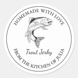 Zelfgemaakte forel jerky label