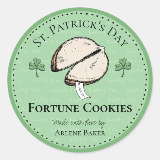 Zelfgemaakte Fortune Cookie St Patrick's Day Label (Voorkant)