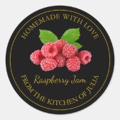 Zelfgemaakte Frambozenjam Etiket | Zwart (Voorkant)