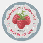 Zelfgemaakte Frambozenjam Potlabels Ronde Sticker (Voorkant)