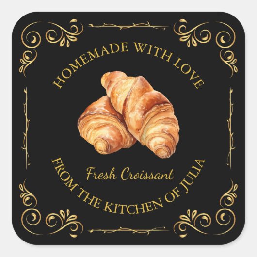  zelfgemaakte Fresh Croissant Square Label (Voorkant)
