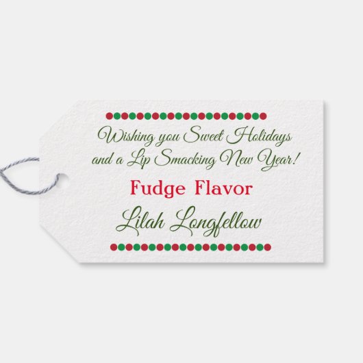 Zelfgemaakte Fudge Rendier Kerstmis Cadeaulabel (Achterkant Horizontaal)