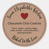 Zelfgemaakte gebakken goederen Ingrediënten Kraft  Ronde Sticker (Voorkant)