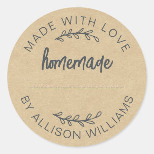 Zelfgemaakte gebakken goederen Jam Cookies Kraft Ronde Sticker