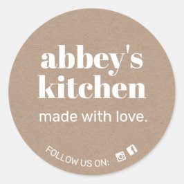 Zelfgemaakte gebakken goederen Voeg je Logo kraft  Ronde Sticker