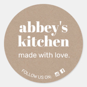 Zelfgemaakte gebakken goederen Voeg je Logo kraft  Ronde Sticker