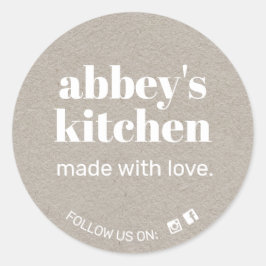 Zelfgemaakte gebakken goederen Voeg uw Logo Grey K Ronde Sticker