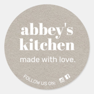 Zelfgemaakte gebakken goederen Voeg uw Logo Grey K Ronde Sticker