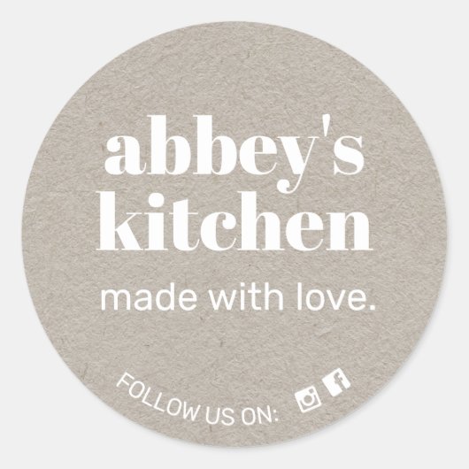 Zelfgemaakte gebakken goederen Voeg uw Logo Grey K Ronde Sticker (Voorkant)