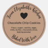 Zelfgemaakte Gebakken Waren Ingredienten Kraft Pap Ronde Sticker (Voorkant)