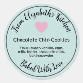 Zelfgemaakte Gebakken Waren Ingrediënten Turkoois  Ronde Sticker (Voorkant)