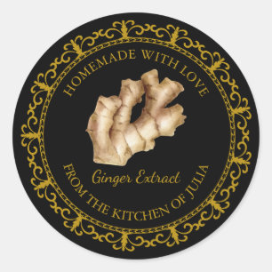zelfgemaakte gember extract label l zwart
