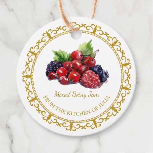 Zelfgemaakte Gemengde Berry Jam Hang Label l Wit (Voorkant)