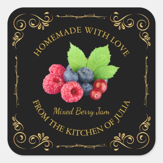  zelfgemaakte gemengde Berry Jam Square Label (Voorkant)