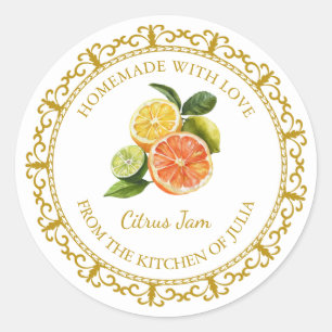 Zelfgemaakte Gemengde Citrus Jam Label L Wit