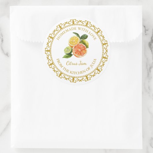 Zelfgemaakte Gemengde Citrus Jam Label L Wit (Tas)