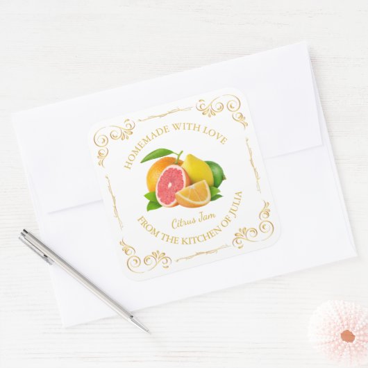 zelfgemaakte gemengde citrus Jam Square Label (Envelop)