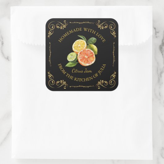  zelfgemaakte gemengde citrus Jam Square Label (Tas)