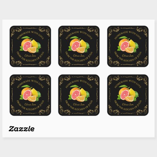 zelfgemaakte gemengde citrus Jam Square Label (Vel)