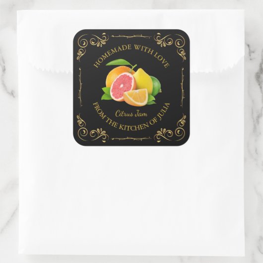  zelfgemaakte gemengde citrus Jam Square Label (Tas)