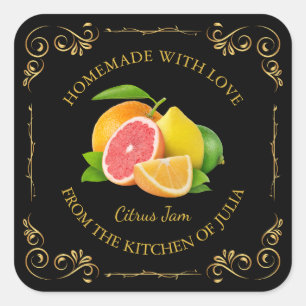 zelfgemaakte gemengde citrus Jam Square Label