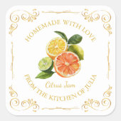zelfgemaakte gemengde citrus Jam Square Label (Voorkant)