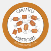 Zelfgemaakte gezouten karamels snoepjes Snoep gema Ronde Sticker (Voorkant)