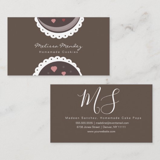 Zelfgemaakte Goederen Cookie Biscuit Bakkerij Visi Visitekaartje (Voorkant / Achterkant)