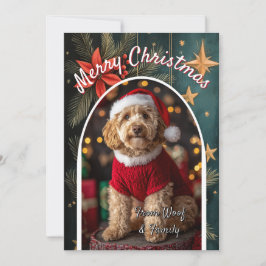 Zelfgemaakte Goldendoodle-hond Kerstkaart