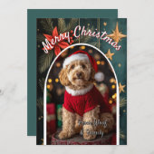 Zelfgemaakte Goldendoodle-hond Kerstkaart (Voorkant / Achterkant)