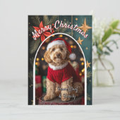 Zelfgemaakte Goldendoodle-hond Kerstkaart (Staand voorkant)