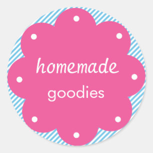 Zelfgemaakte goodies met geschulpte rand cirkel ronde sticker