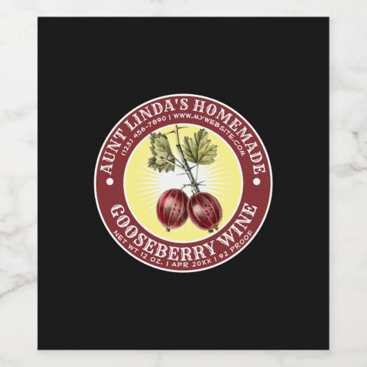  Zelfgemaakte Gooseberry wijnlabel Sjabloon Wijn Etiket (Enkel label)